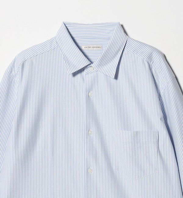 UNITED ARROWS「タイプライター ストライプ セミワイドカラーシャツ COMFORT EASY-MODEL　抗菌防臭」|シャツ・ブラウス|