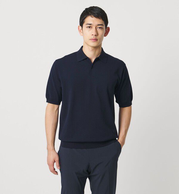 UNITED ARROWS「ショートスリーブ ニットポロシャツ UA COZY ウォッシャブル 抗菌防臭」|ポロシャツ|