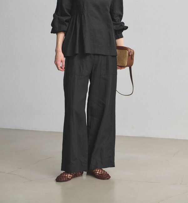 UNITED ARROWS「リネン パッチポケット イージーパンツ ‐ウォッシャブル‐」|チノ|BLACK