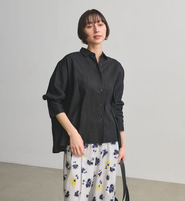 UNITED ARROWS「リネン ドルマン シャツ ‐ウォッシャブル‐」|シャツ・ブラウス|BLACK
