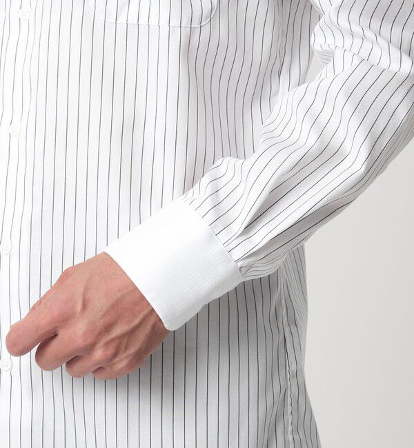 UNITED ARROWS green label relaxing「コットン ツイル ピンストライプ クレリック ワイドカラー ドレスシャツ -イージーアイロン-」|シャツ・ブラウス|