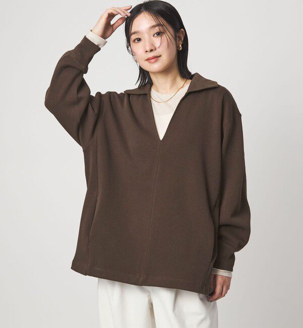 UNITED ARROWS green label relaxing「【WEB限定】＜at ease＞ダブルフェイス エリツキ プルオーバー カットソー」|Tシャツ・カットソー|