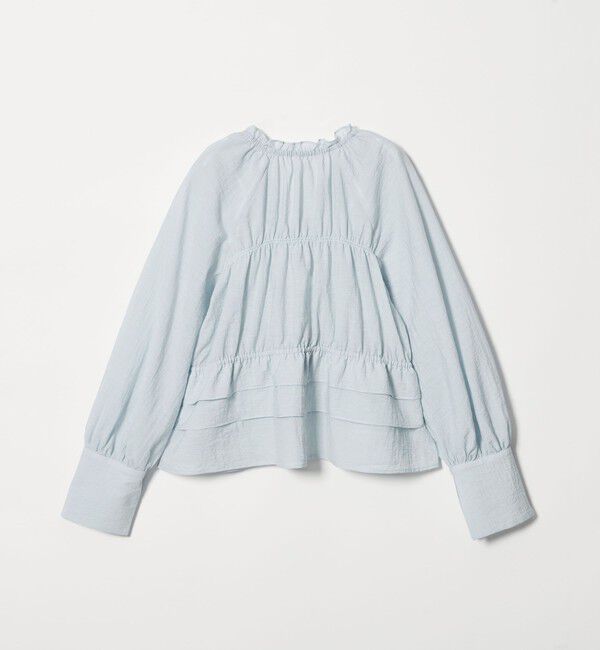 EMMEL REFINES「＜EMMEL REFINES＞EM フリルギャザー キーネック ブラウス」|シャツ・ブラウス|