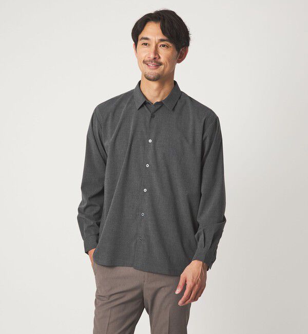UNITED ARROWS green label relaxing「【WEB限定】JUST fit ウールライク コンフォート シャツ -横ストレッチ-」|シャツ・ブラウス|DK.GRAY