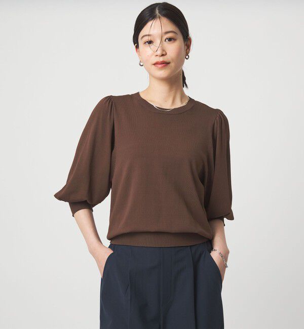 UNITED ARROWS green label relaxing「【WEB限定】＜at ease＞袖ボリューム ニット ウォッシャブル 接触冷感 UVカット 遮熱」|ニット・セーター|