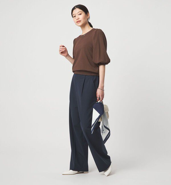 UNITED ARROWS green label relaxing「【WEB限定】＜at ease＞袖ボリューム ニット ウォッシャブル 接触冷感 UVカット 遮熱」|ニット・セーター|