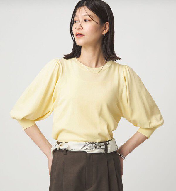 UNITED ARROWS green label relaxing「【WEB限定】＜at ease＞袖ボリューム ニット ウォッシャブル 接触冷感 UVカット 遮熱」|ニット・セーター|