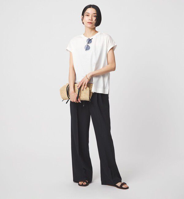 UNITED ARROWS green label relaxing「グロッシー フレンチスリーブ Tシャツ 制菌」|Tシャツ・カットソー|