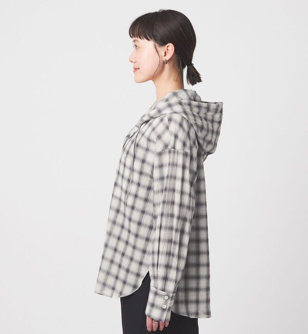 UNITED ARROWS green label relaxing「【WEB限定】＜at ease＞フード チェック シャツ」|シャツ・ブラウス|