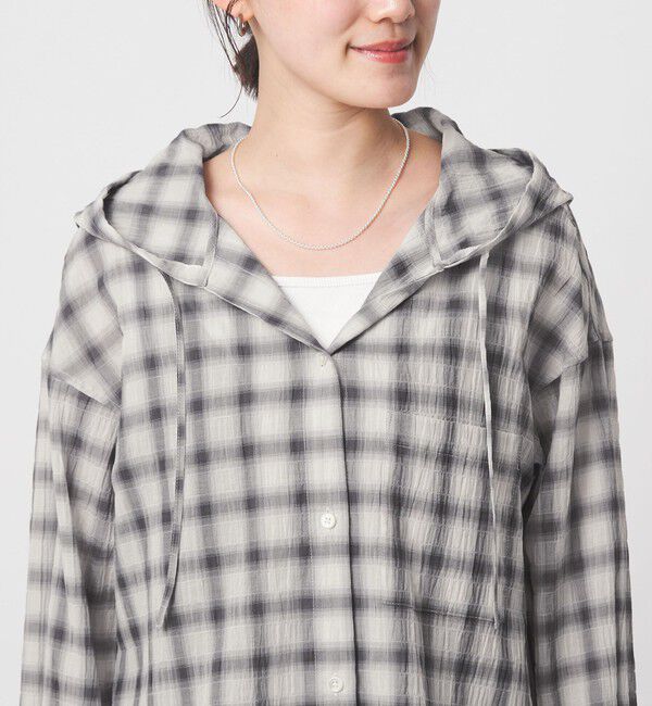 UNITED ARROWS green label relaxing「【WEB限定】＜at ease＞フード チェック シャツ」|シャツ・ブラウス|