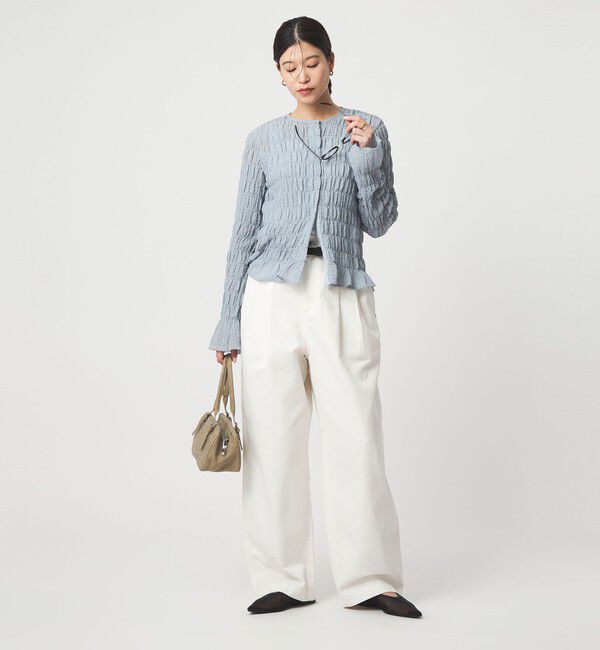 UNITED ARROWS green label relaxing「【WEB限定】＜at ease＞シアー サッカーライク クルーネック カーディガン」|カーディガン|