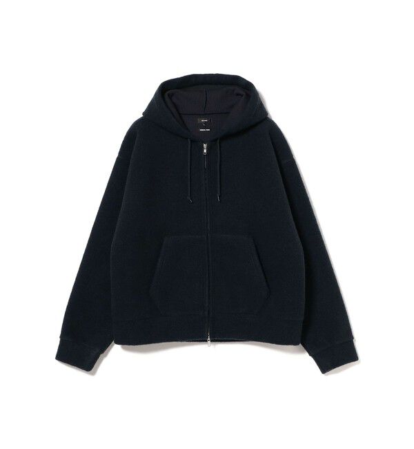 BEAMS「ワイドショートフィット スライバー フルジップ フーディ」|ブルゾン・スタジャン|NAVY