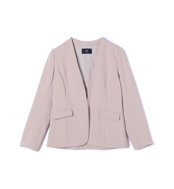 SHIPS Colors 「SHIPS Colors:ストレッチ ジョーゼット Vカラー ジャケット2(セットアップ対応可能)◇」|ノーカラージャケット|ライトグレー