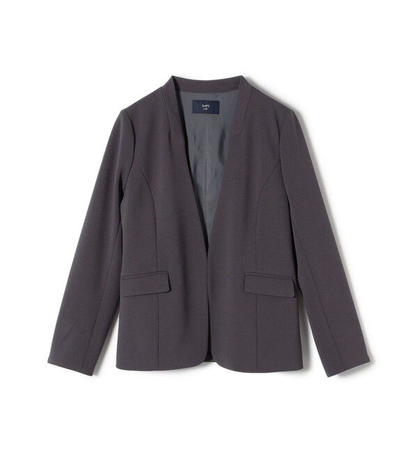 SHIPS Colors 「SHIPS Colors:ストレッチ ジョーゼット Vカラー ジャケット2(セットアップ対応可能)◇」|ノーカラージャケット|