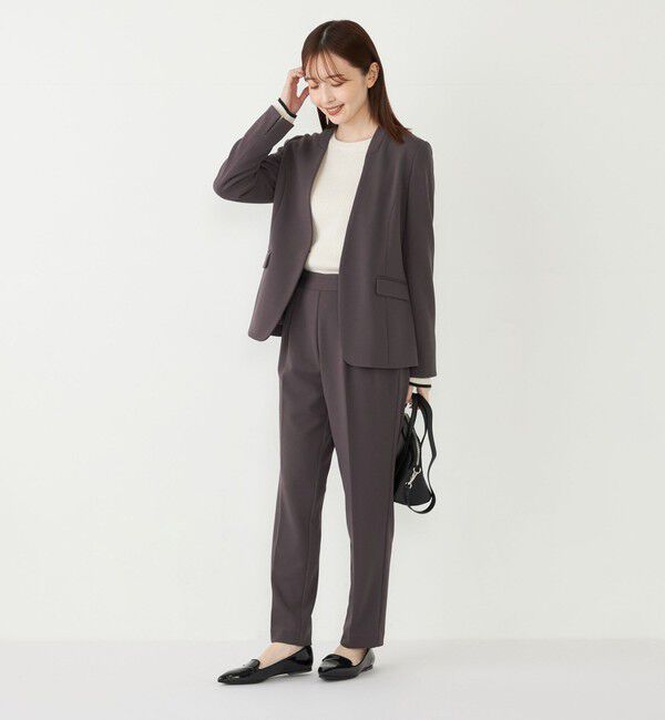 SHIPS Colors 「SHIPS Colors:ストレッチ ジョーゼット Vカラー ジャケット2(セットアップ対応可能)◇」|ノーカラージャケット|