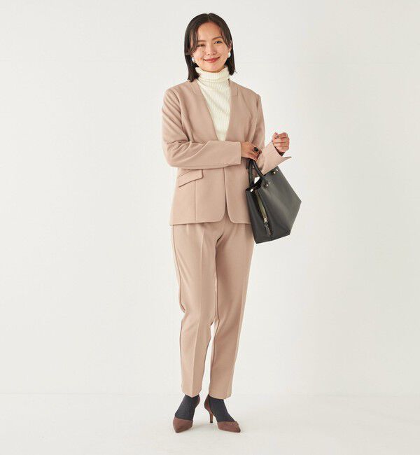 SHIPS Colors 「SHIPS Colors:ストレッチ ジョーゼット Vカラー ジャケット2(セットアップ対応可能)◇」|ノーカラージャケット|