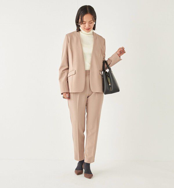 SHIPS Colors 「SHIPS Colors:ストレッチ ジョーゼット Vカラー ジャケット2(セットアップ対応可能)◇」|ノーカラージャケット|