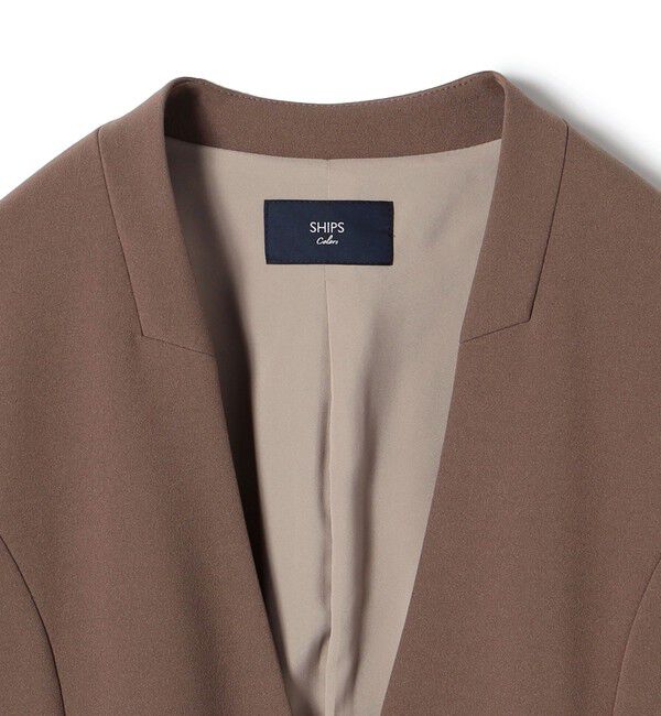 SHIPS Colors 「SHIPS Colors:ストレッチ ジョーゼット Vカラー ジャケット2(セットアップ対応可能)◇」|ノーカラージャケット|