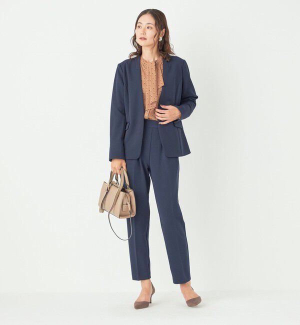 SHIPS Colors 「SHIPS Colors:ストレッチ ジョーゼット Vカラー ジャケット2(セットアップ対応可能)◇」|ノーカラージャケット|