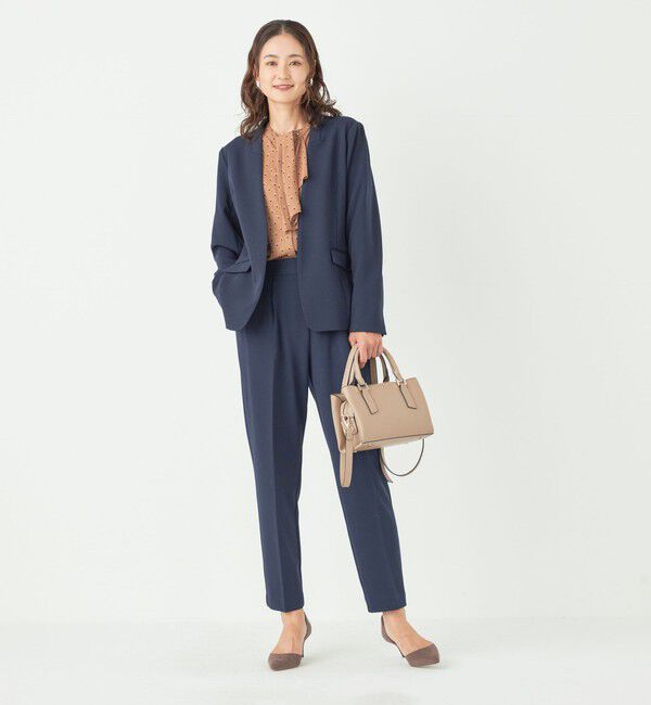 SHIPS Colors 「SHIPS Colors:ストレッチ ジョーゼット Vカラー ジャケット2(セットアップ対応可能)◇」|ノーカラージャケット|