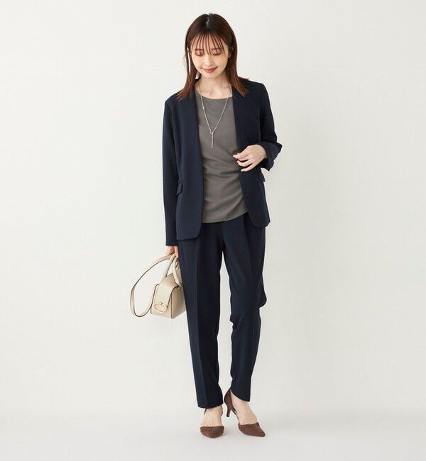 SHIPS Colors 「SHIPS Colors:ストレッチ ジョーゼット Vカラー ジャケット2(セットアップ対応可能)◇」|ノーカラージャケット|