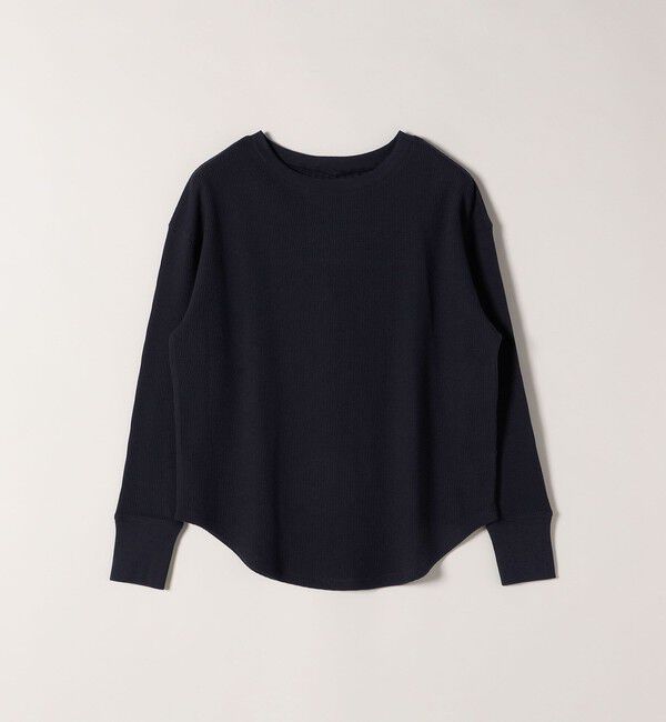 SHIPS any「SHIPS any:〈洗濯機可能〉ワッフル  レースアップ ラウンドヘム プルオーバー」|Tシャツ・カットソー|