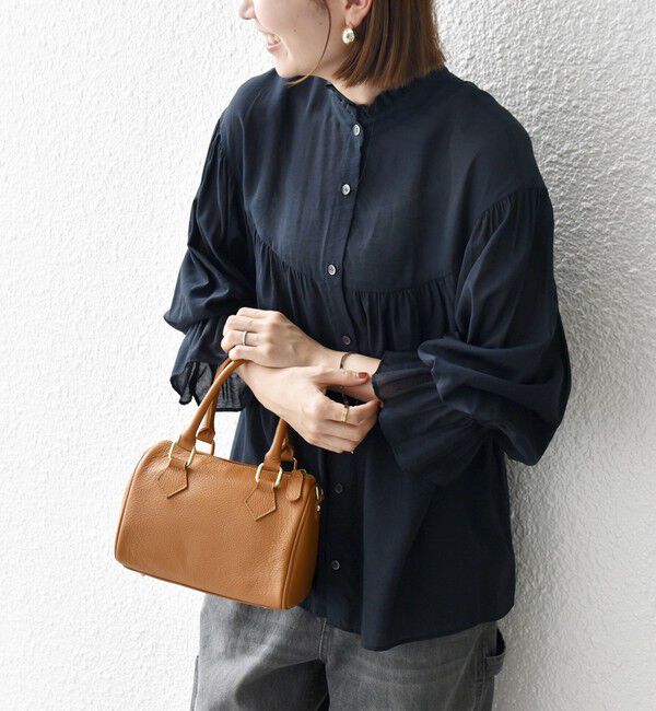 SHIPS any「SHIPS any:〈手洗い可能〉ヴィンテージサテン フリル ギャザー シャツ ブラウス」|シャツ・ブラウス|