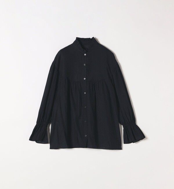SHIPS any「SHIPS any:〈手洗い可能〉ヴィンテージサテン フリル ギャザー シャツ ブラウス」|シャツ・ブラウス|