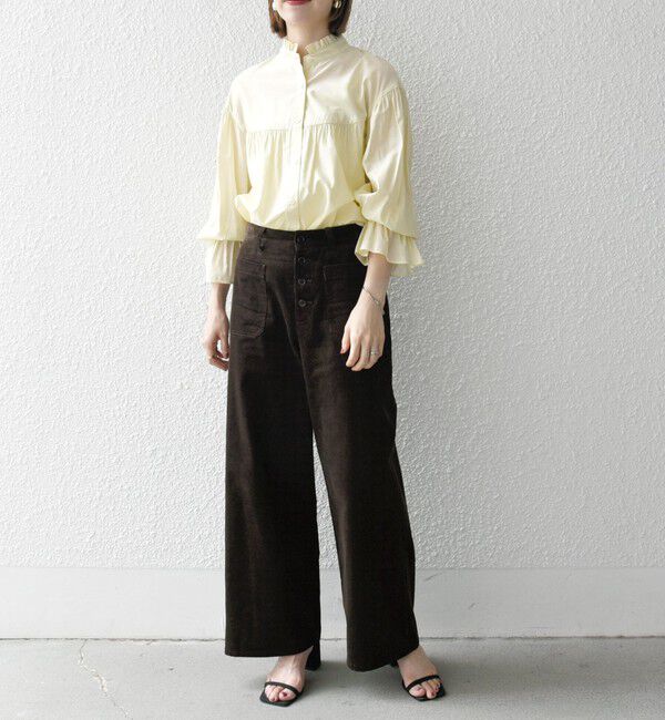 SHIPS any「SHIPS any:〈手洗い可能〉ヴィンテージサテン フリル ギャザー シャツ ブラウス」|シャツ・ブラウス|