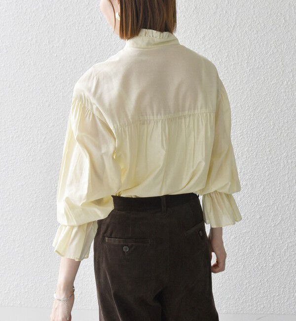 SHIPS any「SHIPS any:〈手洗い可能〉ヴィンテージサテン フリル ギャザー シャツ ブラウス」|シャツ・ブラウス|