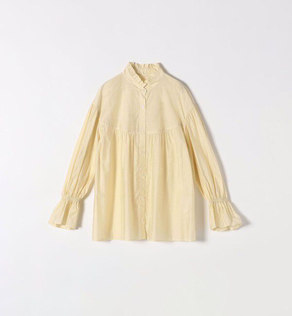 SHIPS any「SHIPS any:〈手洗い可能〉ヴィンテージサテン フリル ギャザー シャツ ブラウス」|シャツ・ブラウス|