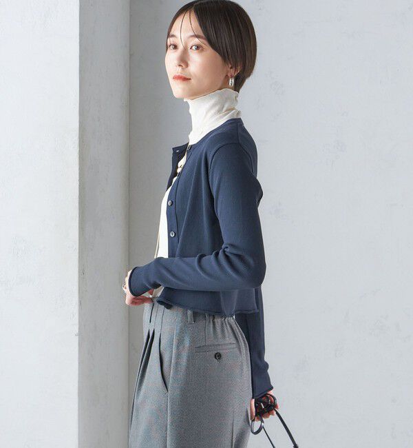 SHIPS for women「〈手洗い可能〉レーヨン ポリ リブ クルーネック カーディガン」|カーディガン|