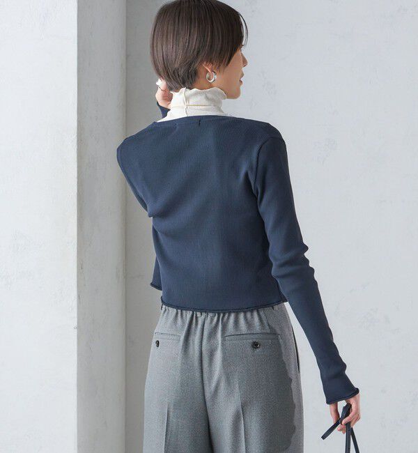 SHIPS for women「〈手洗い可能〉レーヨン ポリ リブ クルーネック カーディガン」|カーディガン|