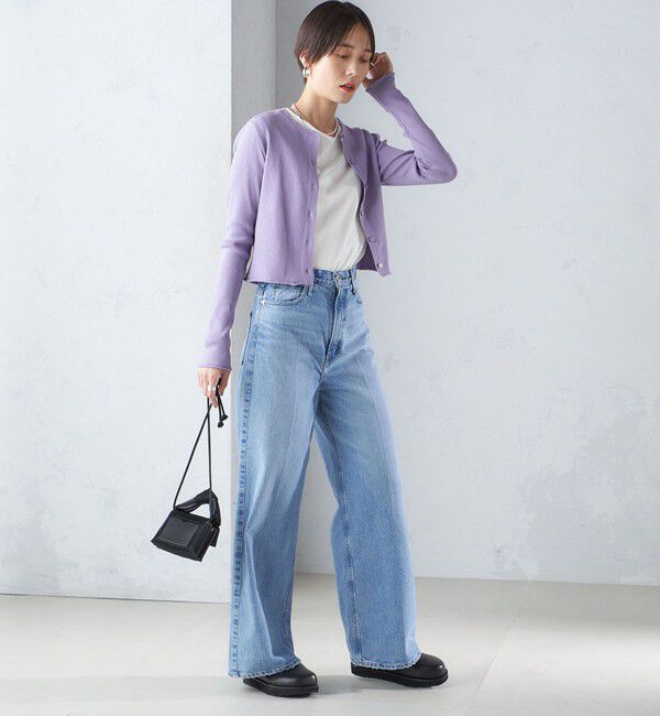 SHIPS for women「〈手洗い可能〉レーヨン ポリ リブ クルーネック カーディガン」|カーディガン|