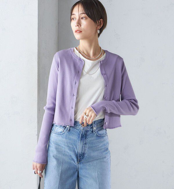 SHIPS for women「〈手洗い可能〉レーヨン ポリ リブ クルーネック カーディガン」|カーディガン|