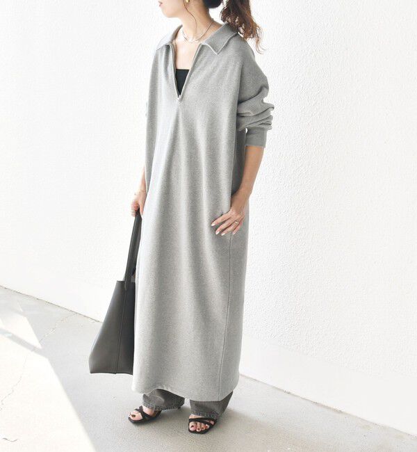 SHIPS any「SHIPS any:〈洗濯機可能〉USA コットン 裏起毛 ハーフジップ ワンピース」|ワンピース|