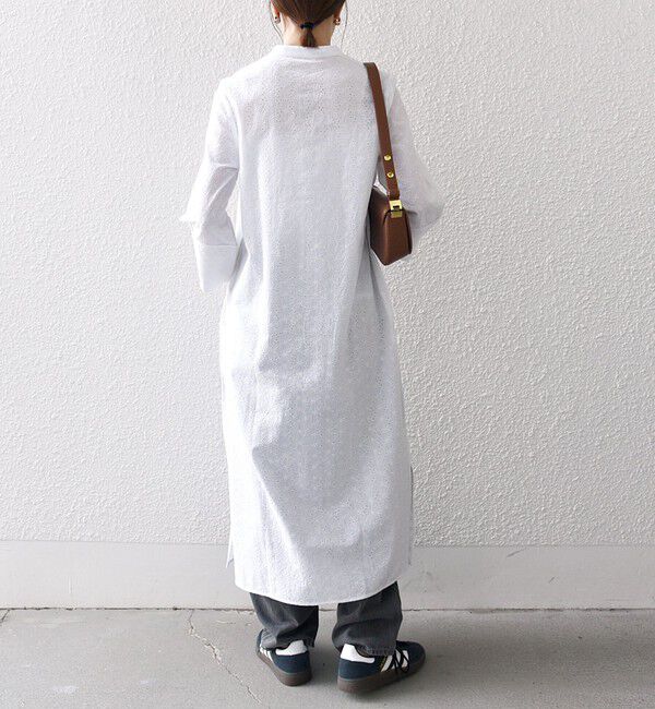 SHIPS any「SHIPS any:〈洗濯機可能〉エンブロイダリー シャンブレー レースアップ ワンピース」|ワンピース|