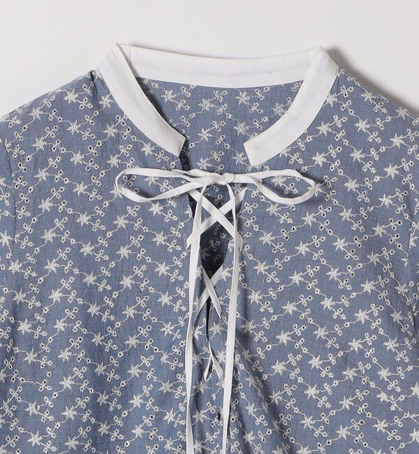 SHIPS any「SHIPS any:〈洗濯機可能〉エンブロイダリー シャンブレー レースアップ ワンピース」|ワンピース|