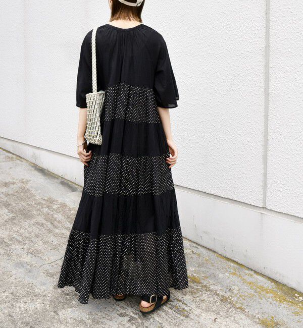 SHIPS for women「《一部追加予約》【WEB限定】〈手洗い可能〉Fanaka:クリンクル 袖 フレア ロング ワンピース」|ワンピース|