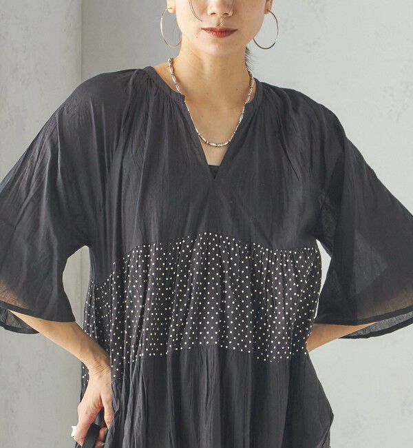 SHIPS for women「《一部追加予約》【WEB限定】〈手洗い可能〉Fanaka:クリンクル 袖 フレア ロング ワンピース」|ワンピース|