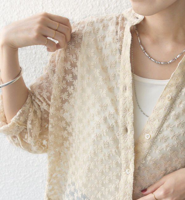 SHIPS for women「〈手洗い可能〉フラワー チュール 刺繍 シャツ」|シャツ・ブラウス|