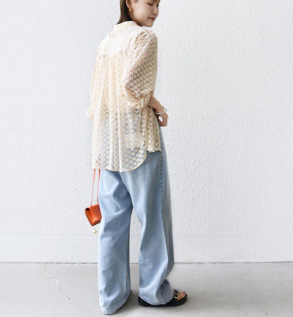 SHIPS for women「〈手洗い可能〉フラワー チュール 刺繍 シャツ」|シャツ・ブラウス|