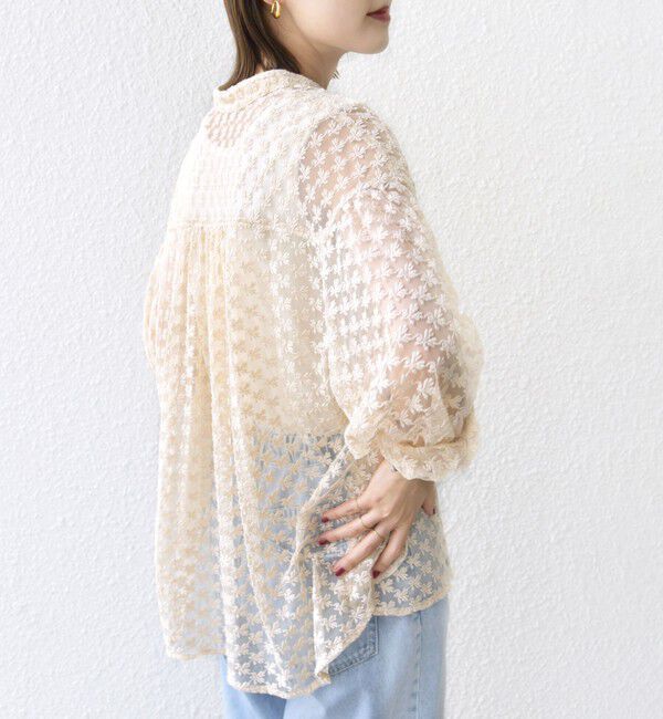 SHIPS for women「〈手洗い可能〉フラワー チュール 刺繍 シャツ」|シャツ・ブラウス|