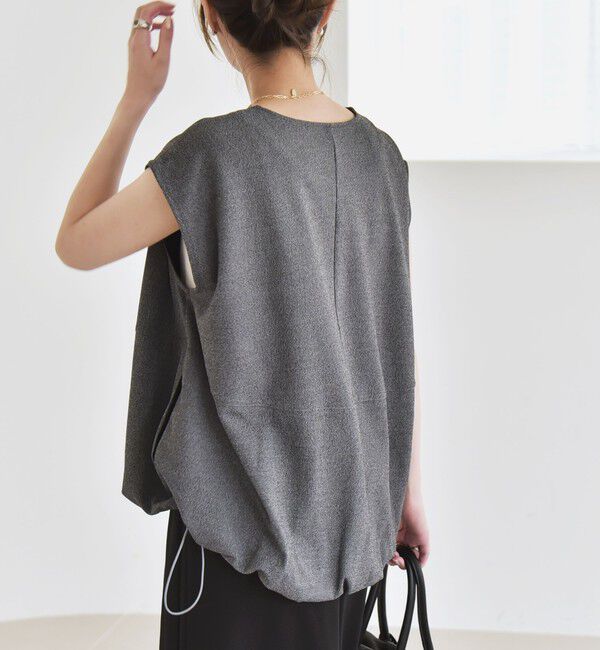 quaranciel「quaranciel:〈手洗い可能〉カット ジョーゼット ドロスト ジップ ベスト」|ベスト・ジレ|グレー