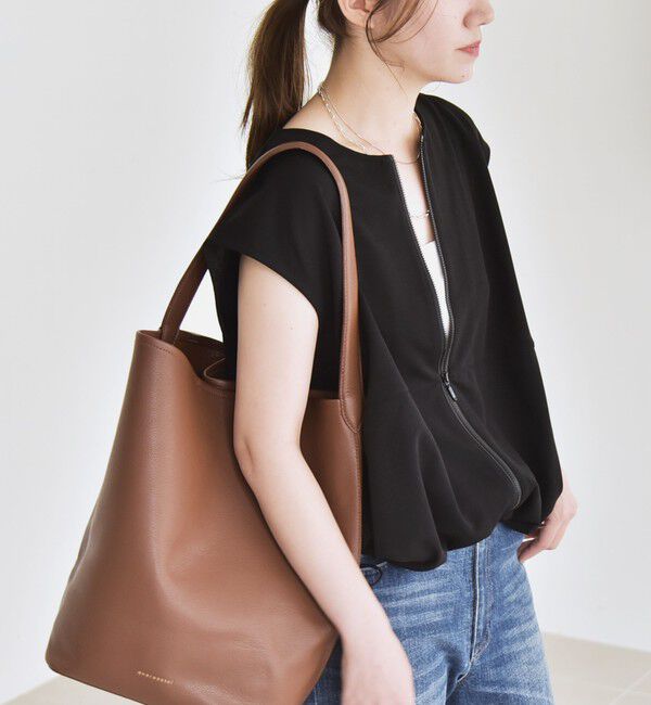 quaranciel「quaranciel:〈手洗い可能〉カット ジョーゼット ドロスト ジップ ベスト」|ベスト・ジレ|