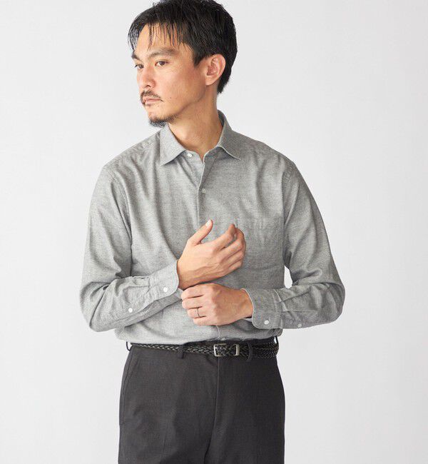 SHIPS「SHIPS:  ワイドカラー ネル シャツ」|シャツ・ブラウス|グレー
