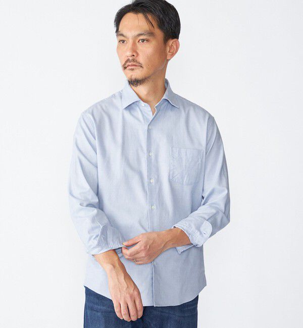 SHIPS「SHIPS:  ワイドカラー ネル シャツ」|シャツ・ブラウス|スカイブルー