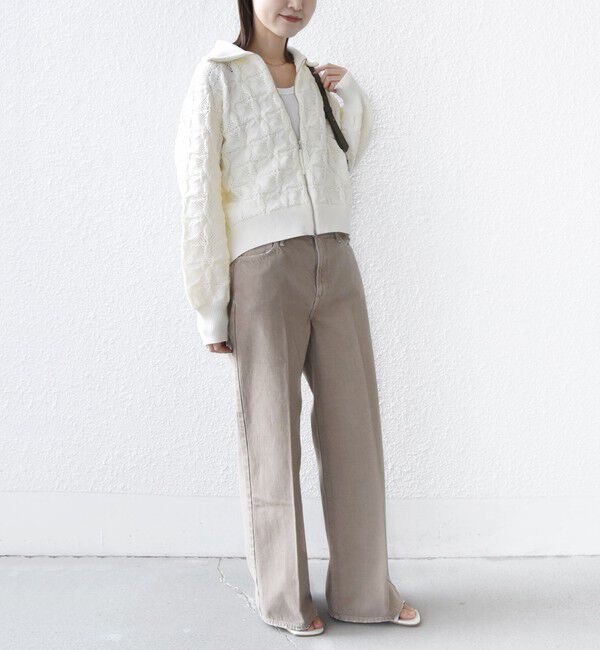 SHIPS for women「【WEB限定】〈手洗い可能〉フラワー ジャカード ジップ カーディガン」|カーディガン|