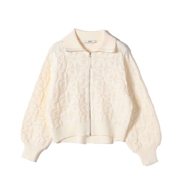 SHIPS for women「【WEB限定】〈手洗い可能〉フラワー ジャカード ジップ カーディガン」|カーディガン|