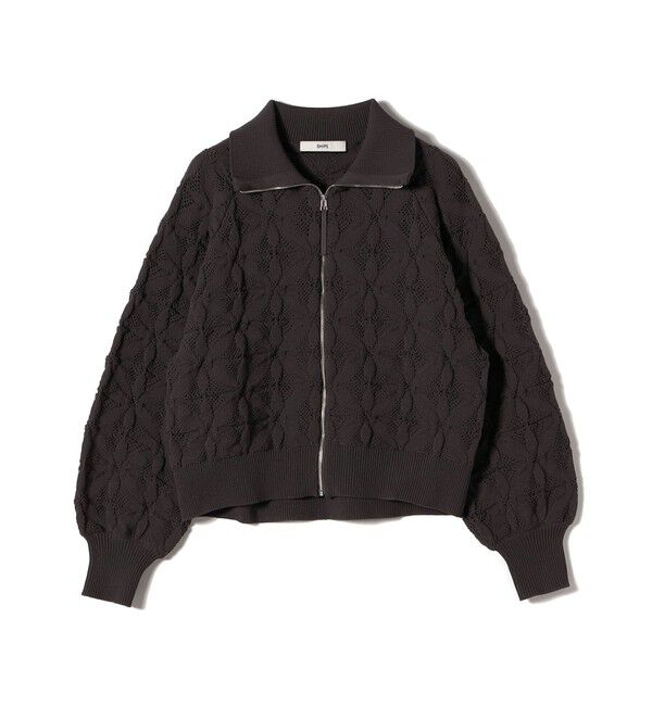 SHIPS for women「【WEB限定】〈手洗い可能〉フラワー ジャカード ジップ カーディガン」|カーディガン|